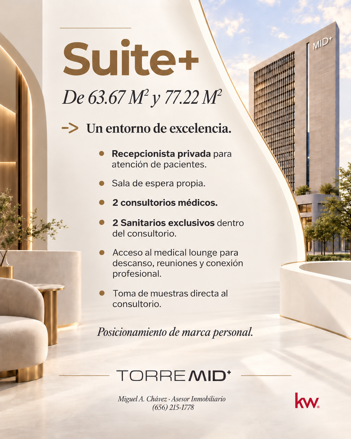 Información detallada del consultorio Suite · Torre MID+