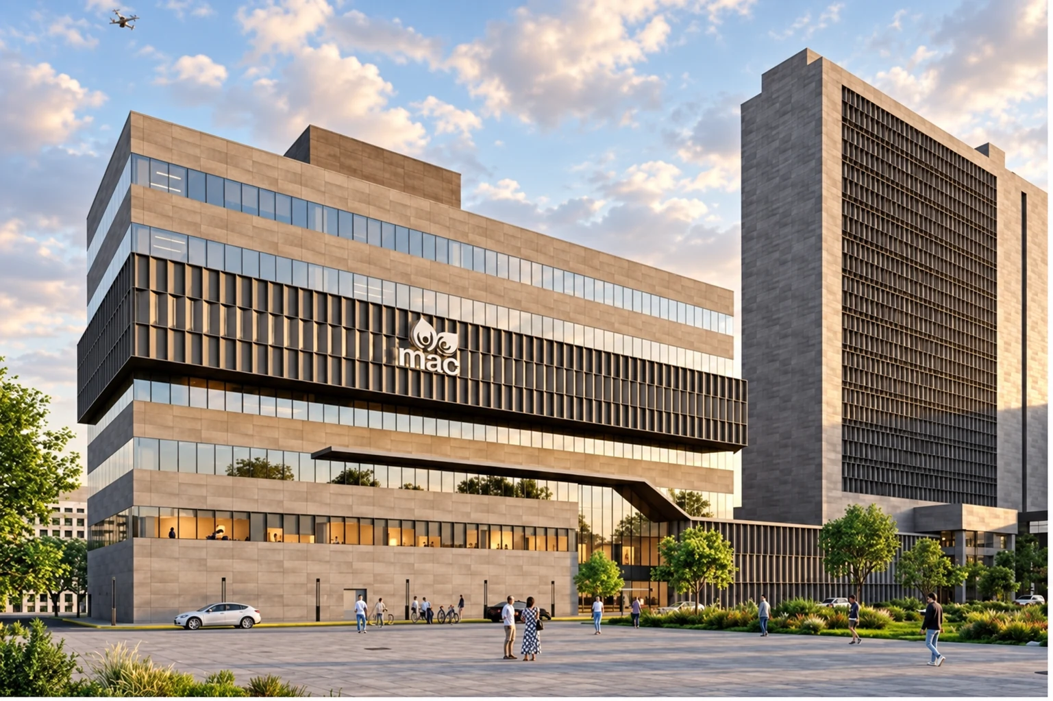 Vista ilustrativa del Hospital MAC junto a Torre MID+