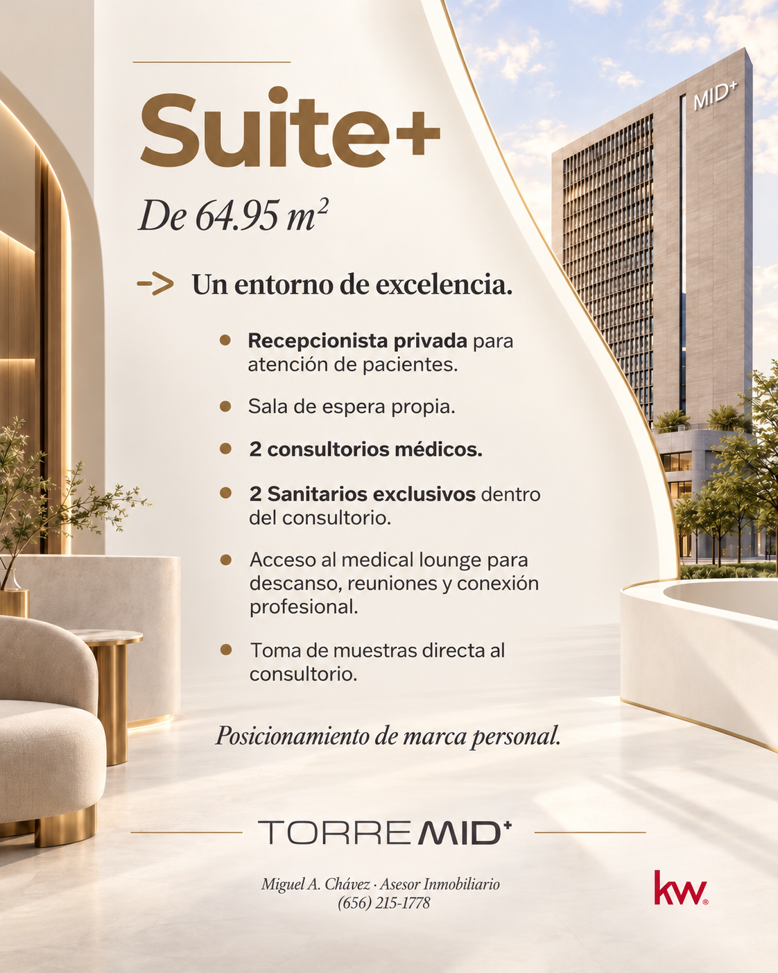 Información detallada del consultorio Suite · Torre MID+